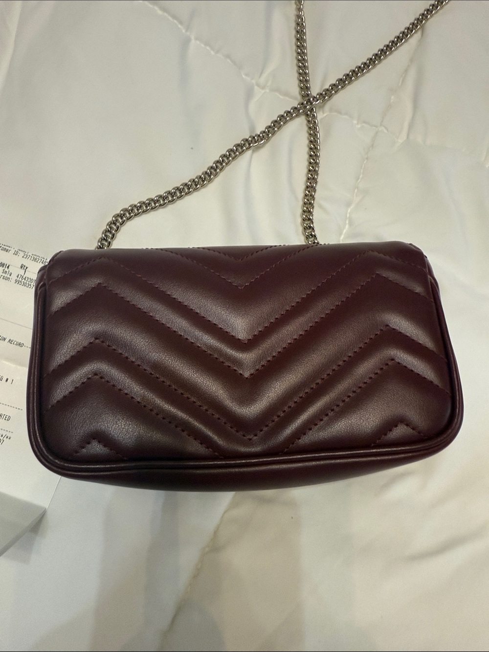 Gucci GG MARMONT MINI BAG Burgundy GG Marmont Quilted chain Shoulder Bag 1 - Picture 9 of 16